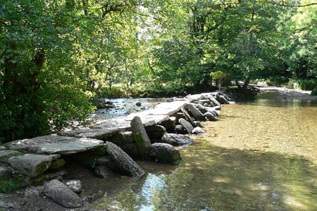 Tarr Steps, a medieval clapper bridge and ford
