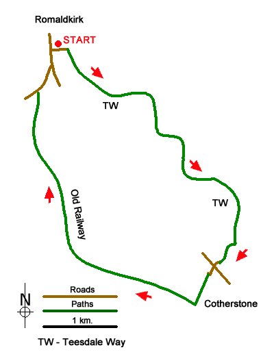 Route Map - Romaldkirk & Cotherstone Walk
