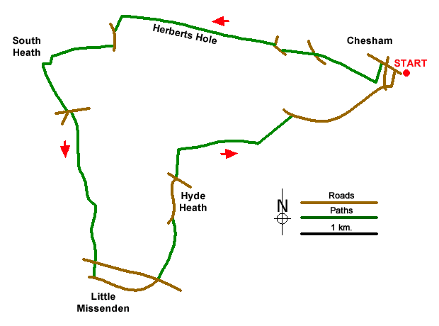 Route Map - Chesham & Little Missenden Circular Walk