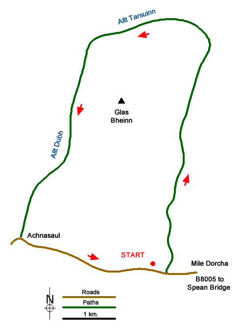 Route Map - Arkaig Hills Circular Walk