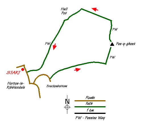 Route Map - Pen-y-ghent Walk