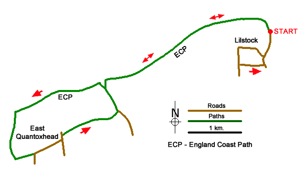 Route Map - Lilstock & East Quantox Head Walk