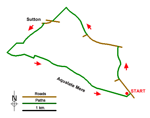 Route Map - Aqualate Mere & Sutton Walk