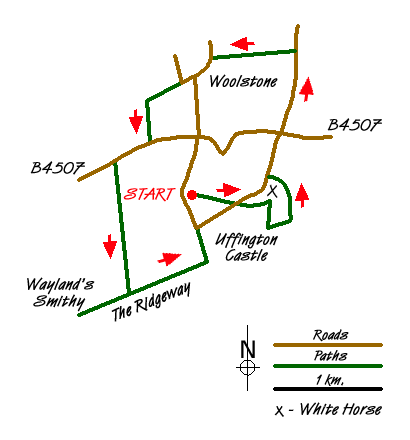 Route Map - Uffington Castle, the White Horse and Wayland's Smithy Walk
